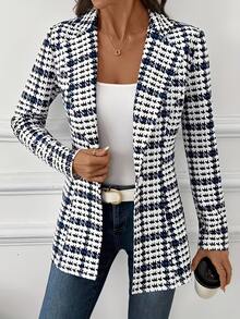 Áo blazer kẻ caro thanh lịch, áo blazer tay dài đa năng phù hợp mặc hàng ngày. - Nhiều màu - Xem 3