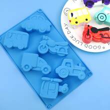 1个蓝色硅胶皂模，3D汽车造型不粘烘焙模具，适用于蛋糕、纸杯蛋糕、果冻、布丁、松饼、冰块、黏土和肥皂制作 - 彩色 - 查看 9