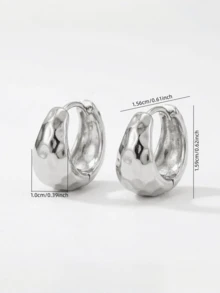 1 Đôi bông tai bạc hình giọt nước bất đối xứng, thiết kế kim loại có vân, phong cách tối giản, thanh lịch, tinh tế, phù hợp để đeo hàng ngày, độc đáo, cao cấp và thời trang. - Nhiều màu - Xem 2