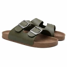 Unisex Casual  Sandal With Adjustable Buckle, Comfortable, Synthetic - xanh quân đội - Xem 1