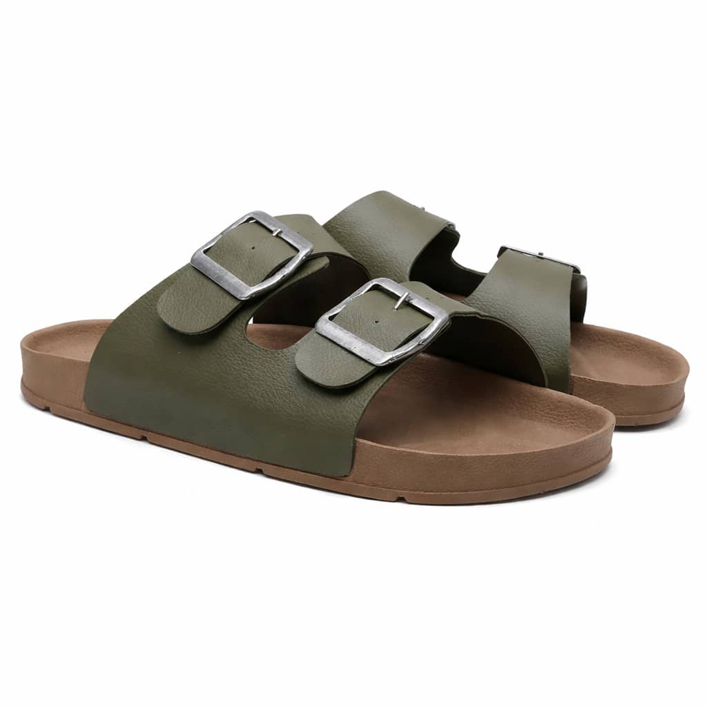 Unisex Casual Sandal With Adjustable Buckle, Comfortable, Synthetic - xanh quân đội - Xem 1