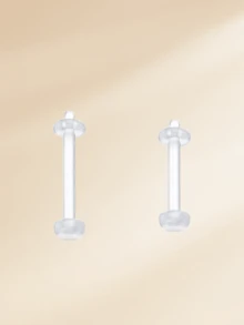 2件装 16G 钛合金弯杆眉钉耳骨钉 G23 耳廓钉肚脐钉唇钉身体穿刺饰品 8mm 10mm - 銀色 - 查看 4