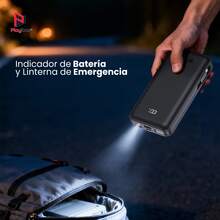 Playbox Electronics PowerBank 2000mAh Carga Rápida con Linterna, Cable Integrado Tipo C, Indicador de Batería y 3 Puertos (USB, Tipo C) BAT201 - N - Ver 6