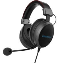 黑色头戴式耳机，带动态灯光，立体声大直径耳塞，适合观看电影和聆听音乐，3.5mm有线游戏耳机，兼容PC/PS - 查看 1