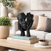 Decorative Sculpture Of Intertwined Faces – Modern Statue For Living Room, Table Or Bookshelf | Minimalist Decor - 1PC - 查看 2