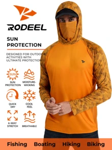RODEEL 男士連帽衛衣附面罩，輕量運動款 - 橘色 - 查看 1