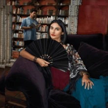 1 chiếc quạt cầm tay gấp gọn dành cho nữ - Quạt tiệc - Quạt gấp gọn cỡ lớn | Quạt vải nylon kiểu cổ điển, quạt cầm tay trang trí lễ hội Kung Fu Thái Cực Quyền Trung Quốc, quà tặng Giáng sinh, quà tặng sinh nhật. - cái quạt - Xem 4