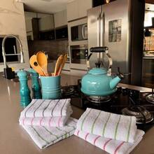 Set Of 6 Large Kitchen Towels, Terry Cloth, 100% Cotton, White With Pretoria Stripes - 白色條紋 - 查看 2