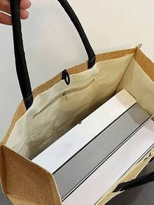 2 pièces/set Sac fourre-tout en jute imprimé chat mignon avec pochette intérieure, sac à bandoulière en canevas spacieux avec sac de rangement assorti, convient pour un usage quotidien pour transporter des épiceries, des livres, des articles essentiels, idéal pour les amateurs de chats, les femmes, les étudiants, les navetteurs, parfait pour les sorties de tous les jours, les courses, l'école, le marché fermier, peut également être utilisé comme sac à main décontracté. - Multicolore - Voir 10