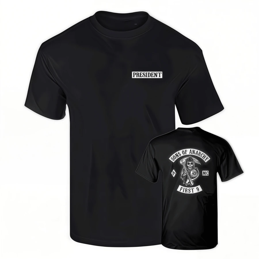 BCC Premium T-Shirt Sons Of Anarchy, 100% Cotton, 190 G, Short Sleeve, Made In Spain, High-Quality Print, Comfortable Fit For Fall/Winter 23, Ideal For Casual Wear, Customizable T-Shirts - 黑色 - 查看 1