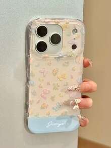 Cute Flower Heart Shape Phone Case Compatible With IPhone 17 Pro Max, 17 Pro, 16, 15 Pro Max, Lovely Floral Anti-Drop Soft Shell - White - View 3