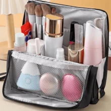 Bolsa de cosméticos de gran capacidad, conveniente para colgar en la maleta, organizador de maquillaje esencial para viajes, estuche de almacenamiento vertical para lápices - Multicolor - Ver 3