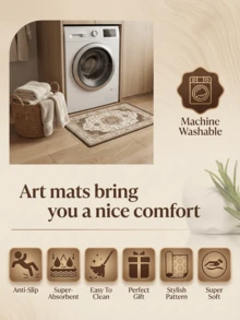 1pc Vintage Moroccan Geometric Abstract Pattern Area Rug/Carpet/Door Mat/Runner, Soft Washable Rug For Bathroom, Kitchen, Entryway, Hallway, Bedroom, Living Room, Home Decor - Multicolor - View 10