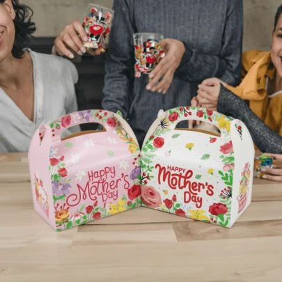 12 Hộp Giấy Quà Tặng Ngày của Mẹ Có Tay Cầm, Thiết Kế Hoa Văn, Hộp Quà Tặng Kẹo cho Mẹ, Đồ Dùng Quà Tặng Tiệc.
