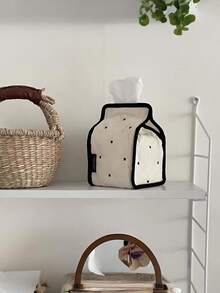 Minimalist Black & White Polka Dot Tissue Box, Suitable For Home, Living Room, Dining Table, Bathroom Vanity, Paper Towel Dispenser - Multicolor - View 2