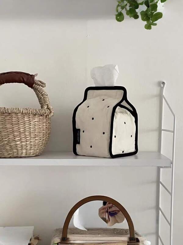 Minimalist Black & White Polka Dot Tissue Box, Suitable For Home, Living Room, Dining Table, Bathroom Vanity, Paper Towel Dispenser