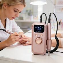 Electric Nail Drill With 32 Speeds LED Display For Shaping Polishing Removing Gel Nails, Nail File Machine With 11 Drill Bits For Acrylic Gel Dip Powder Polish Pink Gold - 粉色 - 查看 1
