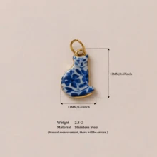 1个彩色猫咪吊坠，卡通乡村风格，珐琅釉工艺，18K镀金PVD涂层，不锈钢材质，防水、防晒、抗氧化，适合DIY制作手链、脚链、项链、身体链等饰品。 - 彩色 - 查看 10