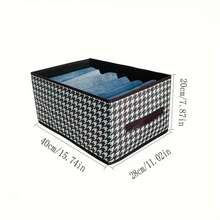 1pc Houndstooth Pattern Foldable Storage Organizer Box, Large Capacity Home Organization Bin For Clothes, Toys, Books, Towels, Closet, Bedroom, Living Room, Shelf, Cabinet, Dorm, Decorative Stackable Collapsible Storage Container Bin With Handles, Multi-Purpose Space Saving Organizer For Home Essentials - Multicolor - View 8