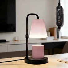 1pcs Candle Warmer Lamp (With Timer), Frosted Eye-Protect Shade, Electric Wax Melter, Adjustable Height, Warm White Night Light, Metal Base, Perfect For Bedroom/Desk Decor & Housewarming Gifts For Women - US A Type Plug(110-127V) - View 2