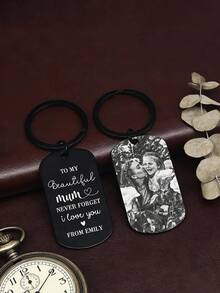 Personalized Photo Keychain, Stainless Steel Material, Customizable Message, Birthday Or Mother's Day Gift For Mom, Grandma, Aunt, Precious Keepsake To Express Love - Section 4 - View 4