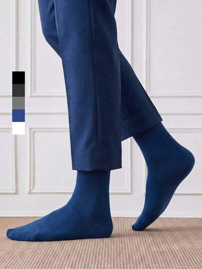 1/3 Pairs Men's Multicolor Dress Socks, Crew Socks, Business Socks With Reinforced Toe & Heel, Breathable Soft-Touch Sweat-Wicking Solid Color, Ideal Father's Day/Boyfriend Gift