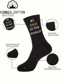 1 双“#1 Dad”字母印花中筒袜 - 彩色 - 查看 2