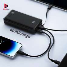 Playbox Electronics PowerBank 2000mAh Carga Rápida con Linterna, Cable Integrado Tipo C, Indicador de Batería y 3 Puertos (USB, Tipo C) BAT201 - N - Ver 3