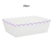10个/20个/50个装白色和紫色蕾丝边纸质食品托盘，适用于盛放零食、薯条、糖果，也可用于嘉年华、野餐、主题生日派对用品和装饰。 - 紫邊 - 查看 7