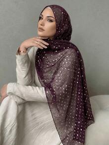 1件闪亮亮片头巾，柔软透气长款披肩，闪光头巾，四季皆宜的多功能头巾，适合日常生活、工作、旅行、婚礼和宗教活动，也适合夏季遮盖。 - 彩色 - 查看 23