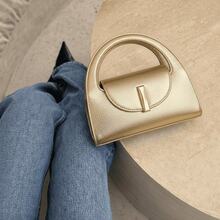 Women's Mini Structured Fashion Bag With Removable And Adjustable Long Strap, Fits A Cell Phone - Gold - View 4