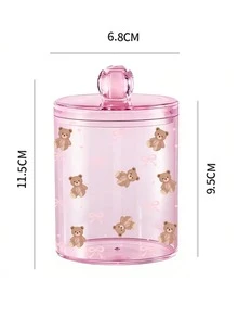 Hộp đựng tăm bông màu hồng họa tiết nơ, giá đựng tăm bông, hũ đựng tăm bông và chỉ nha khoa, hũ đựng bông tẩy trang bằng acrylic trong suốt, hộp đựng cọ trang điểm, hộp đựng mỹ phẩm, thích hợp cho gia đình, văn phòng, bàn làm việc, hộp đựng bông tẩy trang, hũ đựng đồ dùng phòng tắm, hũ đựng trong suốt, thích hợp để đựng tăm bông, bông tẩy trang, bông lau, chỉ nha khoa (Đo thủ công: Có sai số 1-2cm) - Nhiều màu - Xem 4
