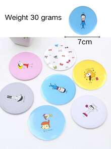 10/20pcs/Set Cartoon Round Compact Mirrors, Random Color & Style, High-Quality Portable Makeup Mirror, Lightweight Scratch-Resistant, Ideal For Dorm, Car, Girlfriend Gift - Multicolor - View 7