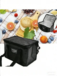 Large Insulated Cooler Bag, Beverage Storage Bag, Lunch Box, Zipper Foil Food Basket, Picnic - Multicolor - View 3