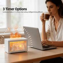 W&O 2026 New Sunrise Golden Mountain Themed Air Diffuser Humidifier, Aromatherapy Essential Oil Diffuser, Ultrasonic Aromatherapy Humidifier With Timer, Suitable For Home, Bedroom, Office, Yoga Room. - 白色 - 查看 2
