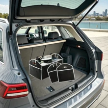 1个可折叠防水汽车后备箱储物袋，带3个隔层，适合存放清洁用品、应急装备、食品杂货、工具等。 - A - 查看 3