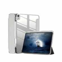 兼容 iPad 翻盖保护套，兼容 iPad A16 2025/Air 11/13 M3 2025/Mini 7 A17/Pro M4 2024/Air M2 2024/Pr 11/13/1.9/第十代/Air 4/5/Mini 6/7/8/9/10.2，以及三星平板电脑，智能睡眠/唤醒三脚架，高清透明后盖，防弯折保护，高级灰色，适合办公、学习和日常使用。 - 灰色 - 查看 2