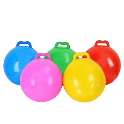 45cm Thick Solid Color Handlebar Bouncy Ball, No Pattern PVC Inflatable Yoga Ball, Fitness Training Imported Goods