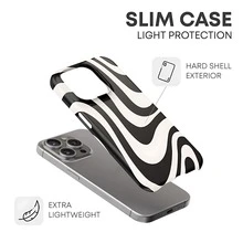 Y2K / Dopamine Style Black Wavy Pattern Phone Case - Compatible With IPhone 17, 16, 15, 14, 13, 12, 11 Pro Max, Galaxy S25, S24 Ultra, And Other Models - Black - View 6