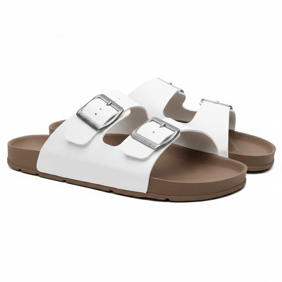 Unisex Casual Sandal With Adjustable Buckle, Comfortable, Synthetic - 白色 - 查看 1