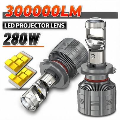 HYNBYZJ 2 Stücke H7 H4 H11 LED Projektionslinsen Scheinwerfer 9005 9006 HB3 HB4 Autolicht 6000K Canbus Turbo Hochleistung Mini Auto/Motorrad Lampe Nebelscheinwerfer 12V