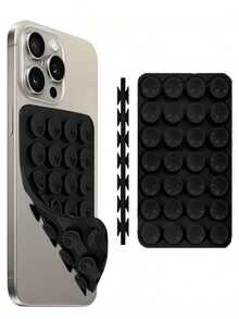 1 pièce Poignée de téléphone en silicone à double face, support de téléphone avec ventouse, support de téléphone adhésif mains libres, convient pour les selfies et les vidéos, support de téléphone avec prise pour les doigts, montable au mur, support de voiture, applicable pour la maison, le bureau, la salle de bain, la cuisine, facile à nettoyer, ne laisse pas de trace, doux au toucher, accessoire de téléphone réutilisable - Multicolore - Voir 6