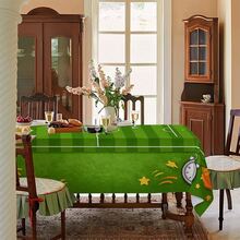 1pc Football Theme Printed Tablecloth, Green Background With Football Pattern, Suitable For Indoor/Outdoor Party And Home Decor, Rectangular Dining Table Cover - Multicolor - View 8