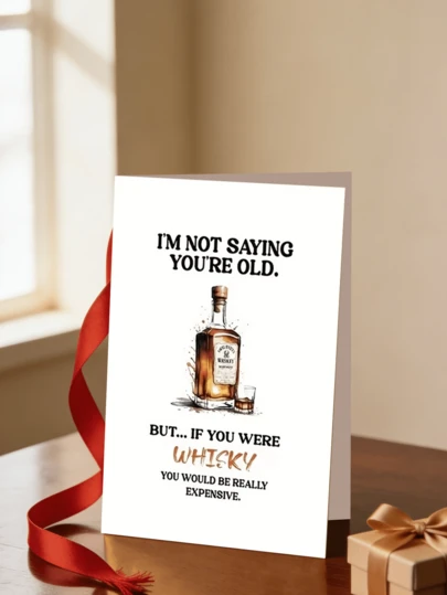1pc "Whiskey Themed Humorous Birthday Greeting Card - Unique "Not Calling You Old" Joke - For Friends, Significant Others, Family & Small Business - Versatile For Birthday, Anniversary, Prom, Good Luck, Thanks"