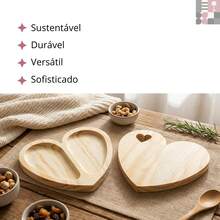Kit Coração de Pinus - Petisqueira para Servir Frios e Petiscos Mesa posta - Visão 3