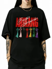 BTSS ARIRANG Kpop Tour Konzert Unisex T-Shirt, Sommerliches Casual T-Shirt Mit Rundhalsausschnitt Und Kurzen Ärmeln - 黑色 - 查看 7
