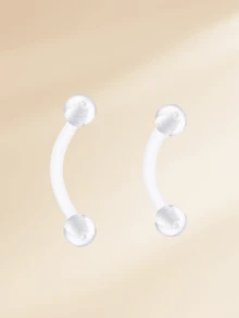 2件装 16G 钛合金弯杆眉钉耳骨钉 G23 耳廓钉肚脐钉唇钉身体穿刺饰品 8mm 10mm - 銀色 - 查看 9