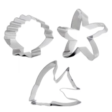 3pcs Stainless Steel Cartoon Food Molds, DIY Cookie Biscuit Seashell Tropical Fish Starfish Ocean Shaped Cutters - Silver - View 9