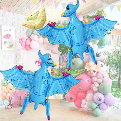 1 Set 80cm 3D Pteranodon Foil Balloon - Vibrant Blue & Pink Design, Self-Sealing, Suitable For Holiday Decor, Home & Office Display, Carnival Themed Creative Gifts, Fun Dinosaur Shape Durable Party Decoration Balloon