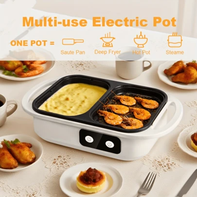Lẩu và vỉ nướng điện đa năng, bộ lẩu và vỉ nướng mini dành cho ký túc xá.